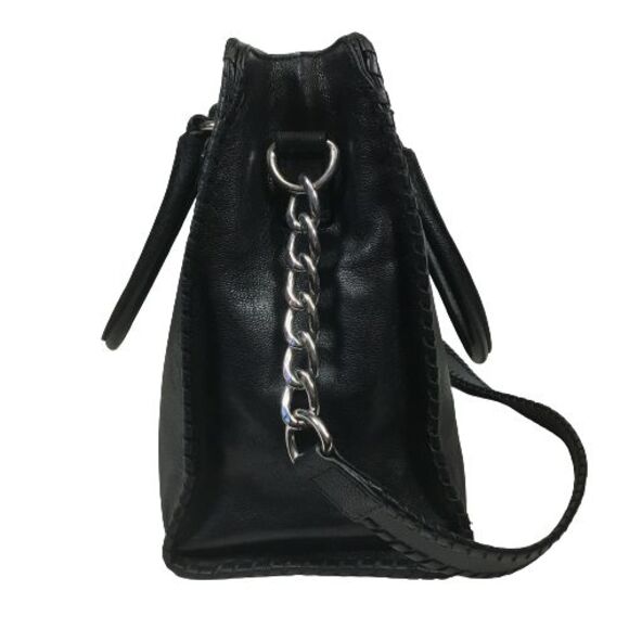 Michael Kors Hamilton Est. 1981 Black Leather Shoulder Satchel Tote Bag Purse - Picture 4 of 16